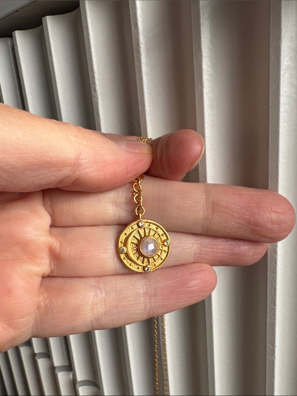 Satya Jewelry Gold Necklace with Moon Stone Accent